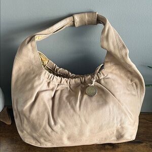 Furla Soft Beige Leather Hobo Bag